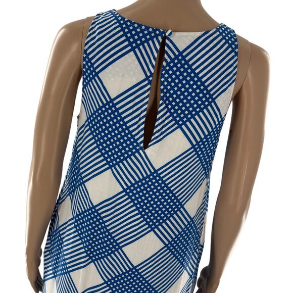 Anthropologie Blue Michaela White Plaid Flounced Midi Dress - Picture 9 of 12